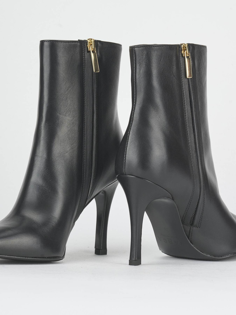 Botines de tacón alto tacón 9 cm negro cuero