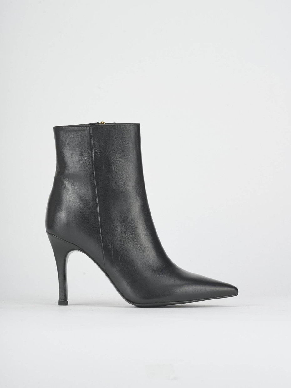 Botines de tacón alto tacón 9 cm negro cuero