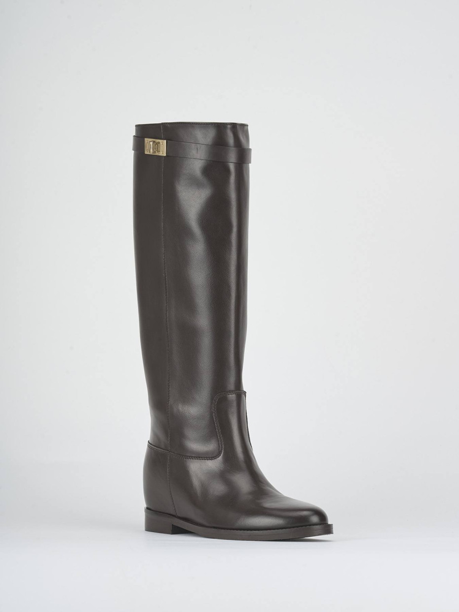Stivali tacco 2cm pelle testa