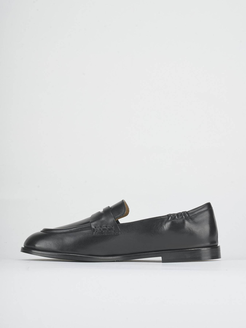 Loafers heel 1 cm black leather