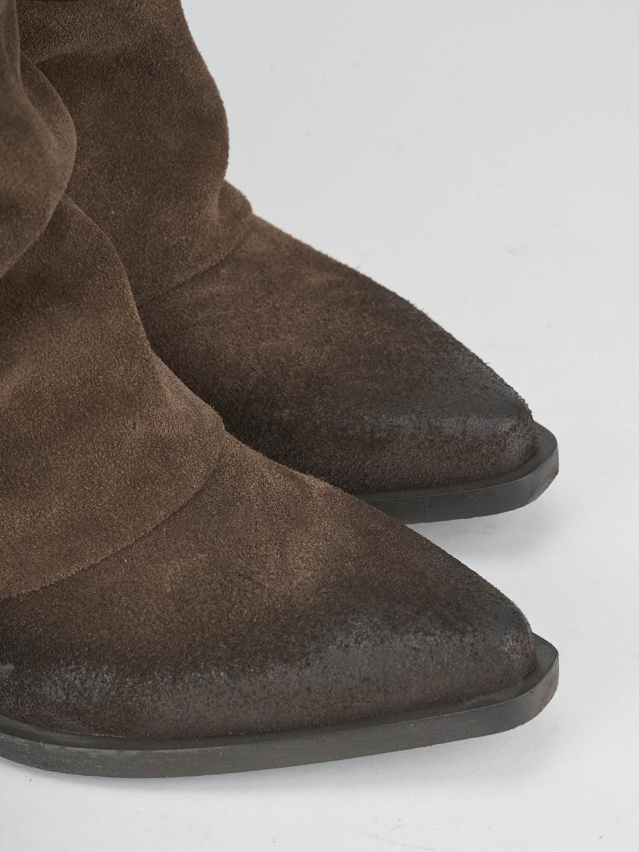 High heel ankle boots heel 5 cm dark brown suede