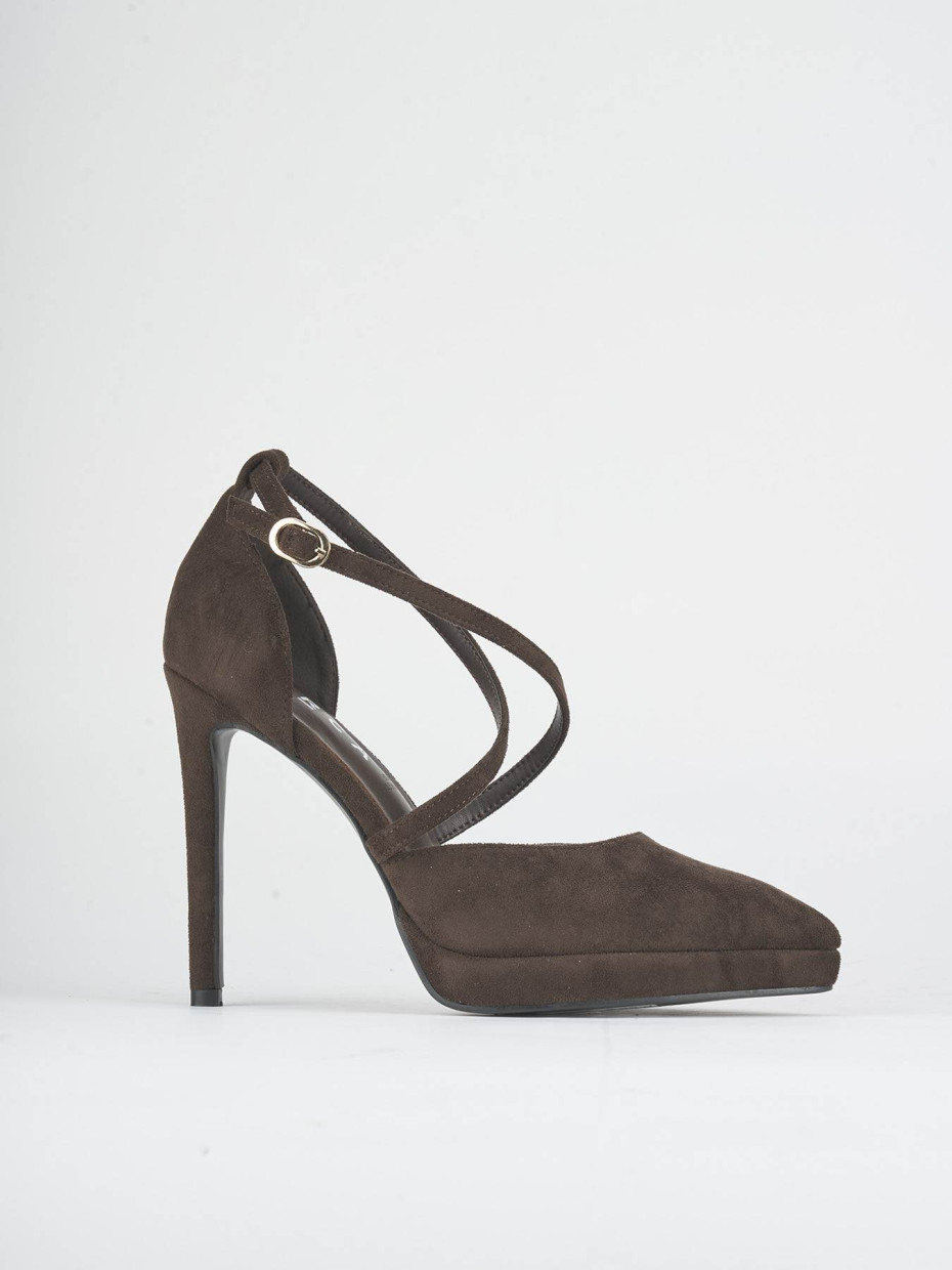 Zapatos de salón tacón 11 cm marrón oscuro ante sostenible