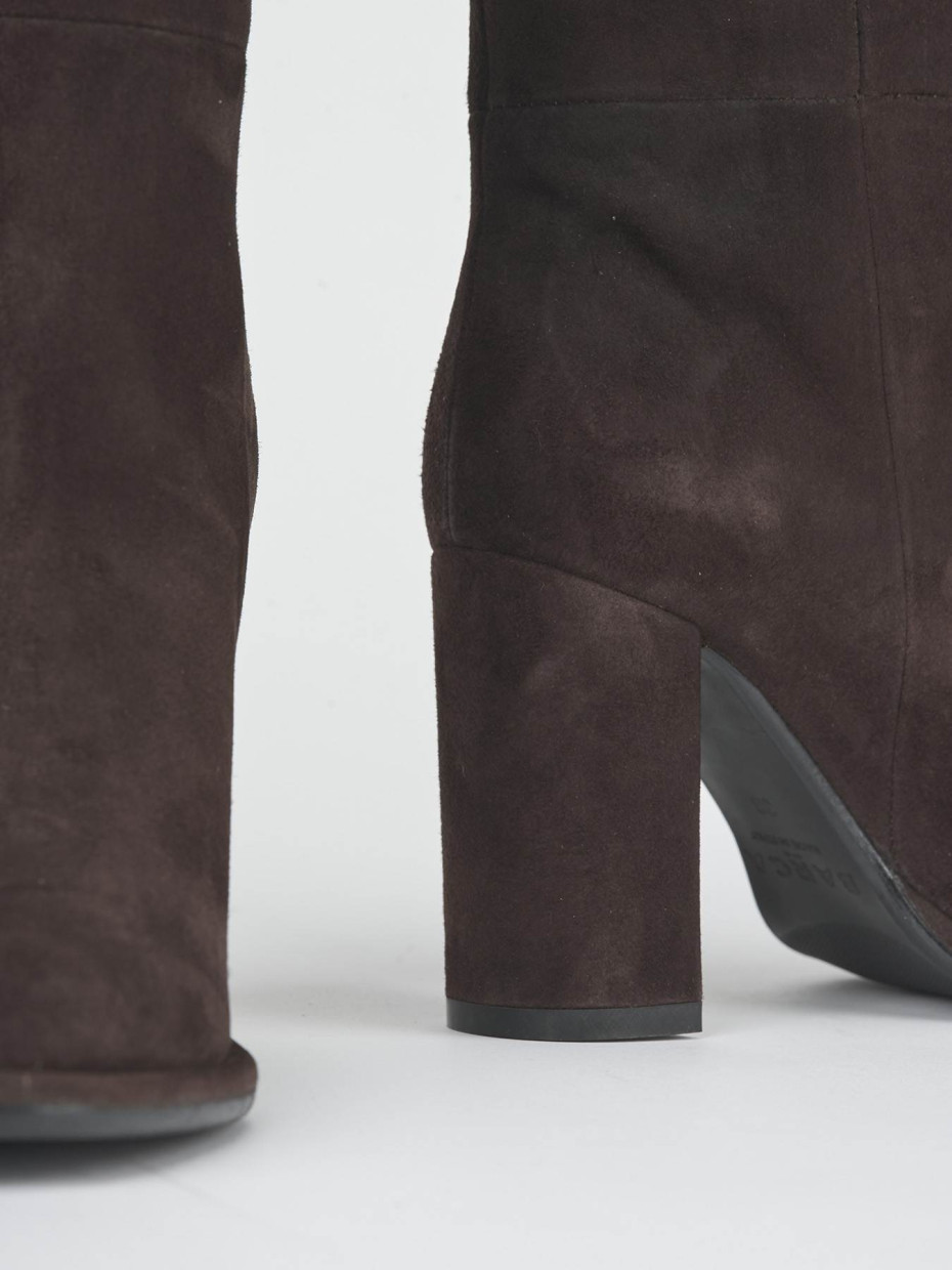 High heel boots heel 9 cm dark brown suede