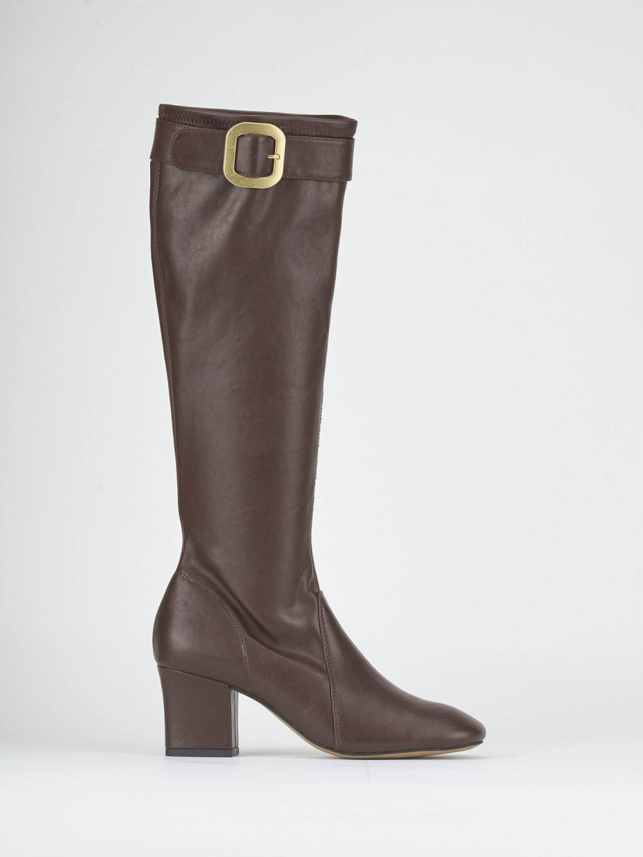 High heel boots heel 6 cm dark brown leather