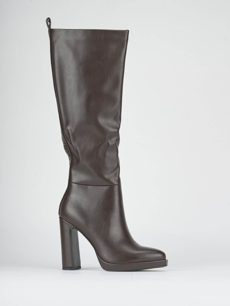 High heel boots heel 11 cm dark brown susteinable leather