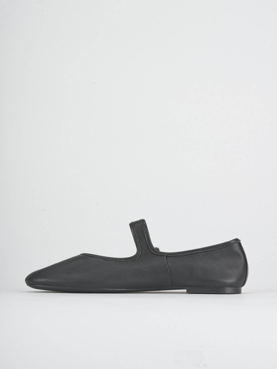 Bailarinas tacón 1 cm negro cuero
