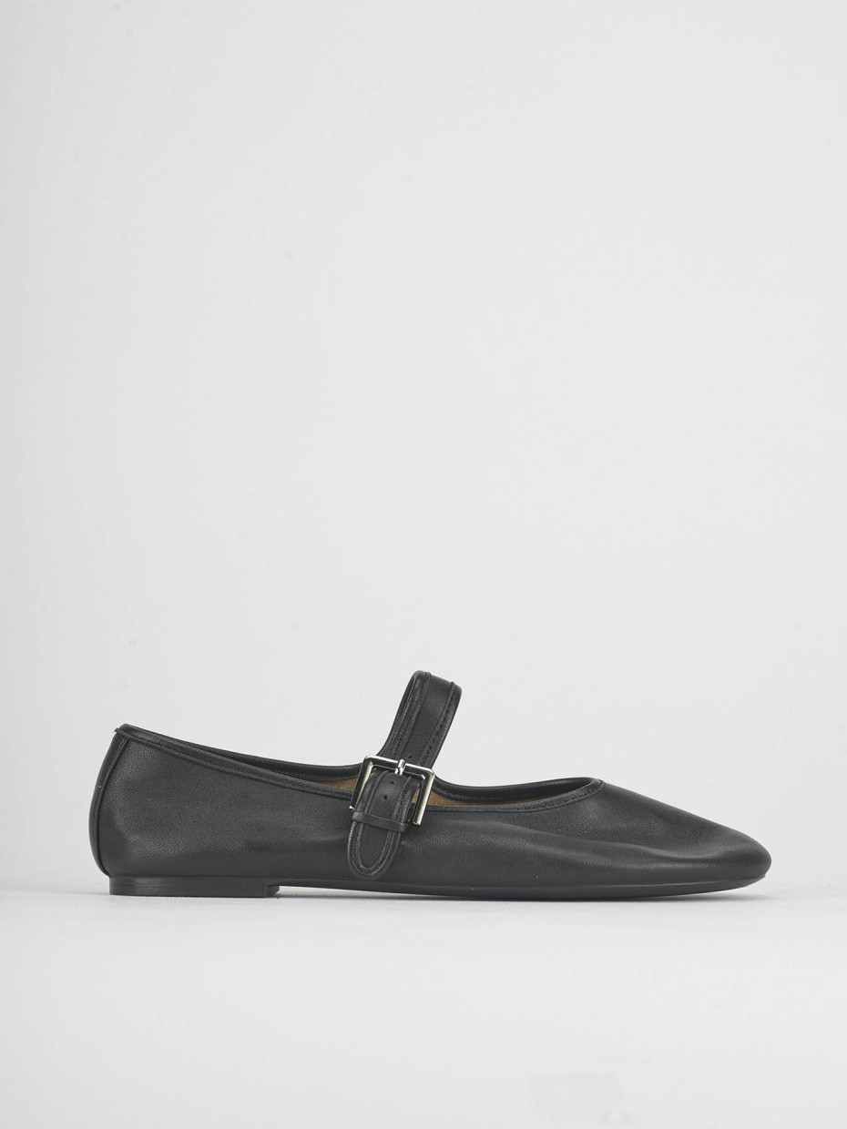Bailarinas tacón 1 cm negro cuero
