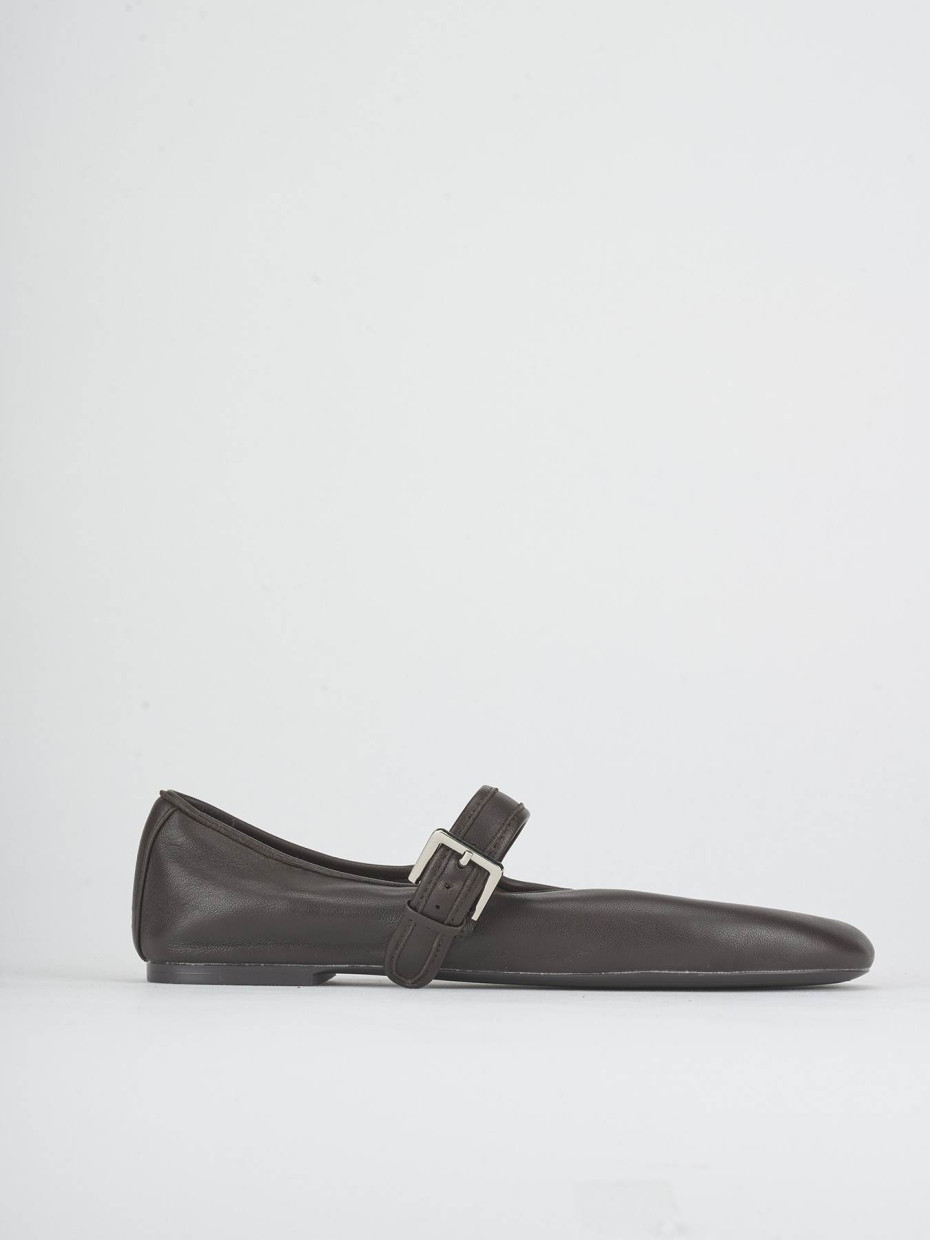 Bailarinas tacón 1 cm marrón oscuro cuero