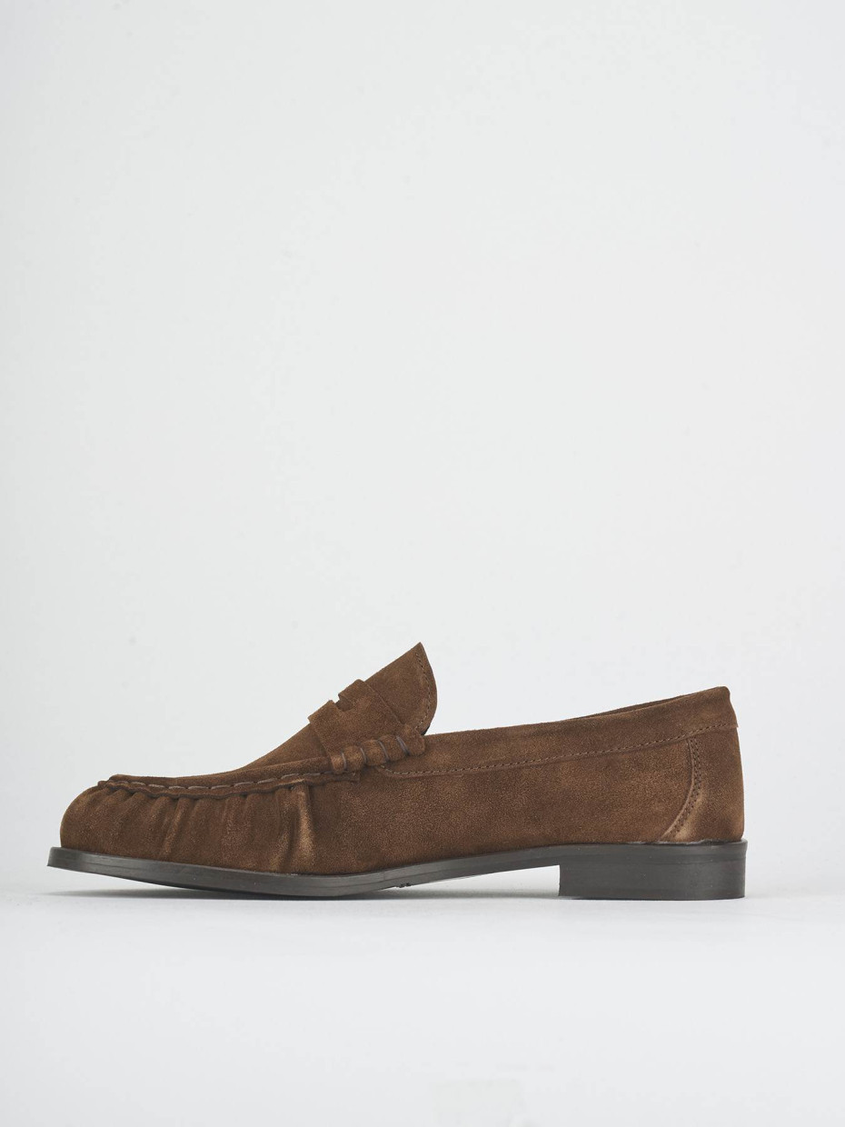 Loafers heel 1 cm brown suede