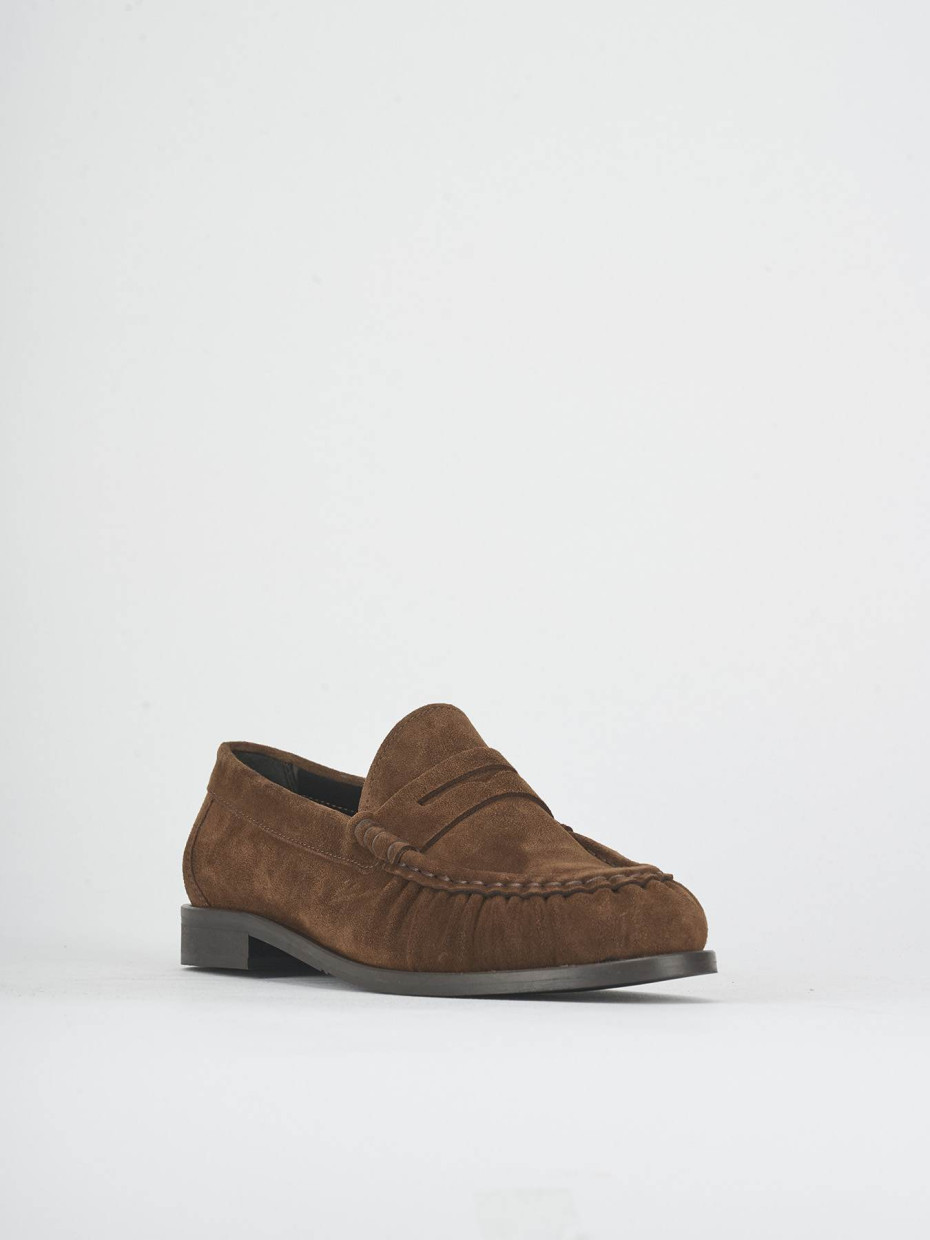 Loafers heel 1 cm brown suede