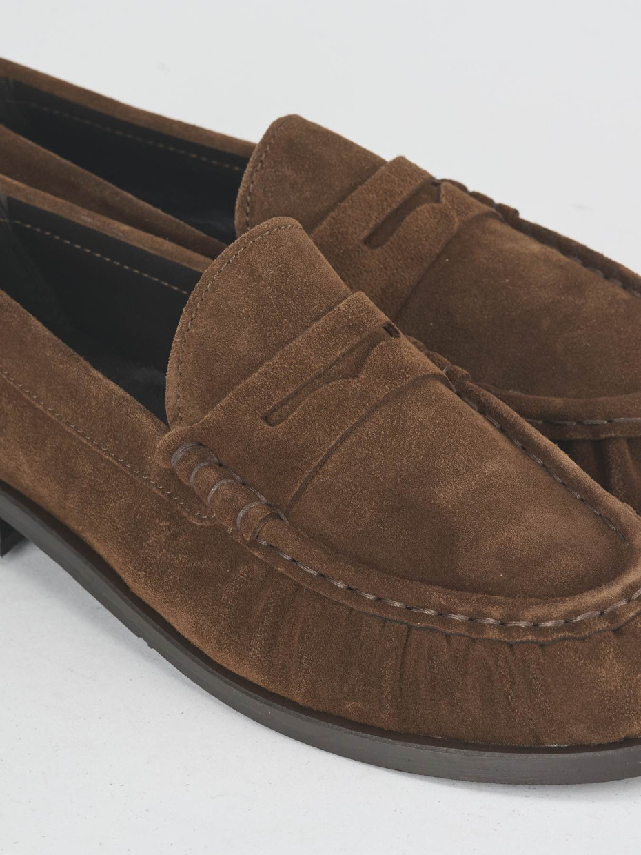 Loafers heel 1 cm brown suede