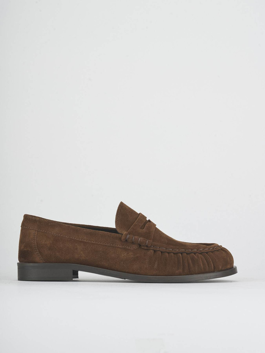 Loafers heel 1 cm brown suede