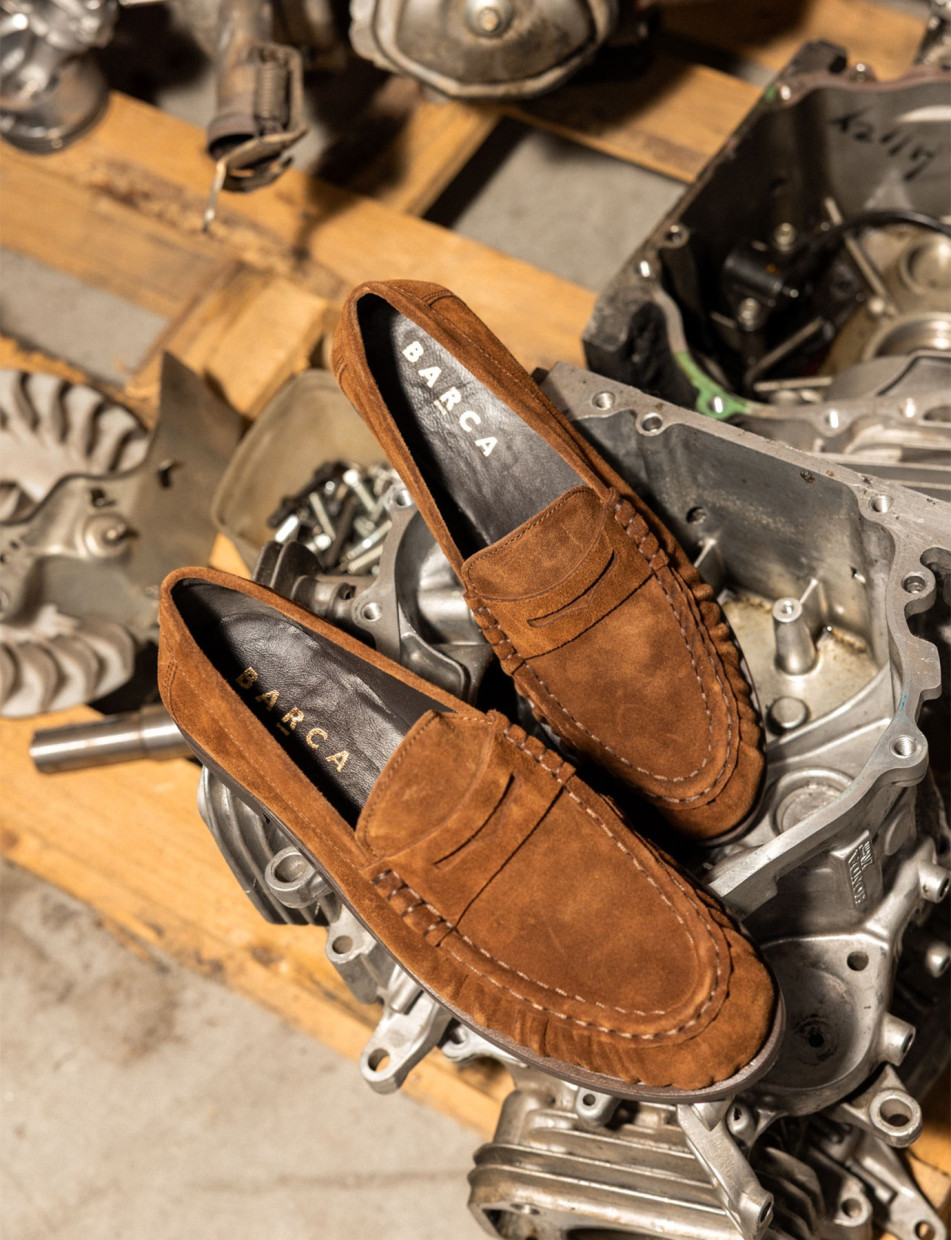Loafers heel 1 cm brown suede