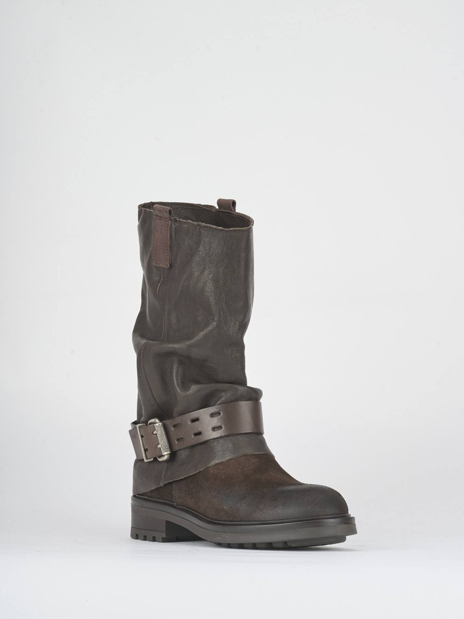Stivali tacco 2cm pelle testa