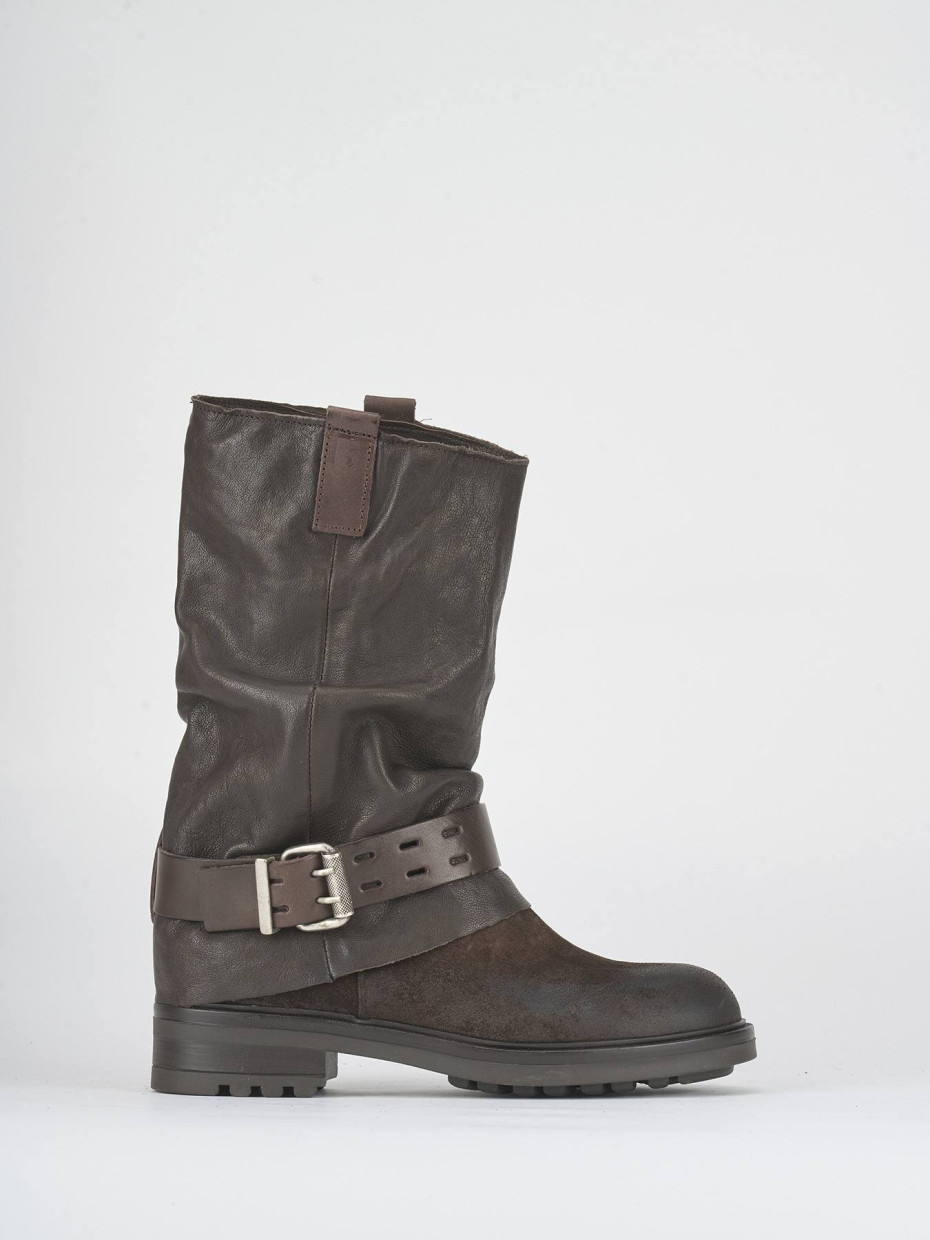 Stivali tacco 2cm pelle testa