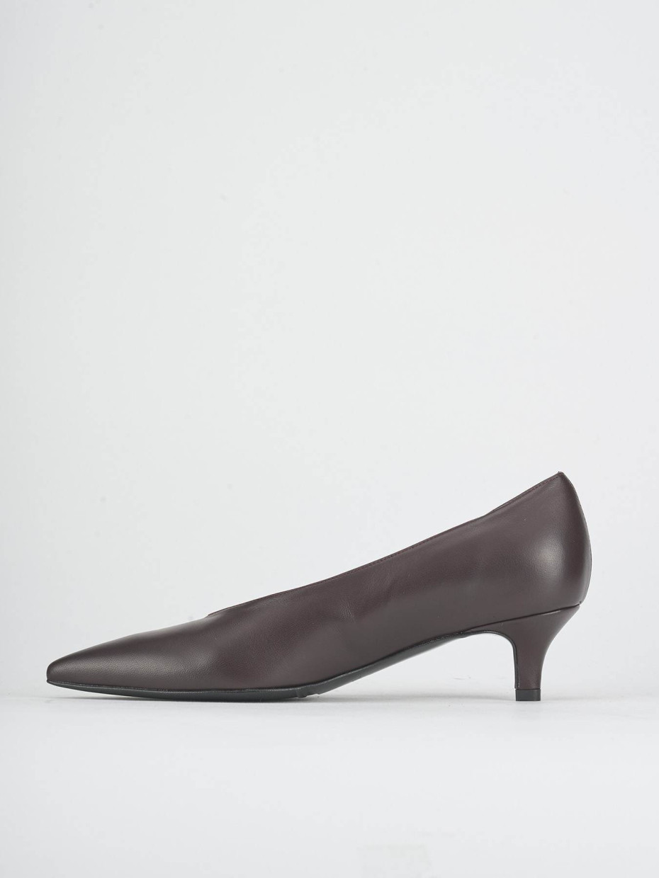 Zapatos de salón tacón 5 cm burdeos cuero