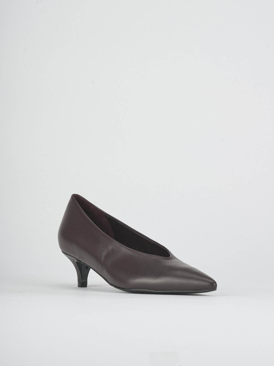 Zapatos de salón tacón 5 cm burdeos cuero
