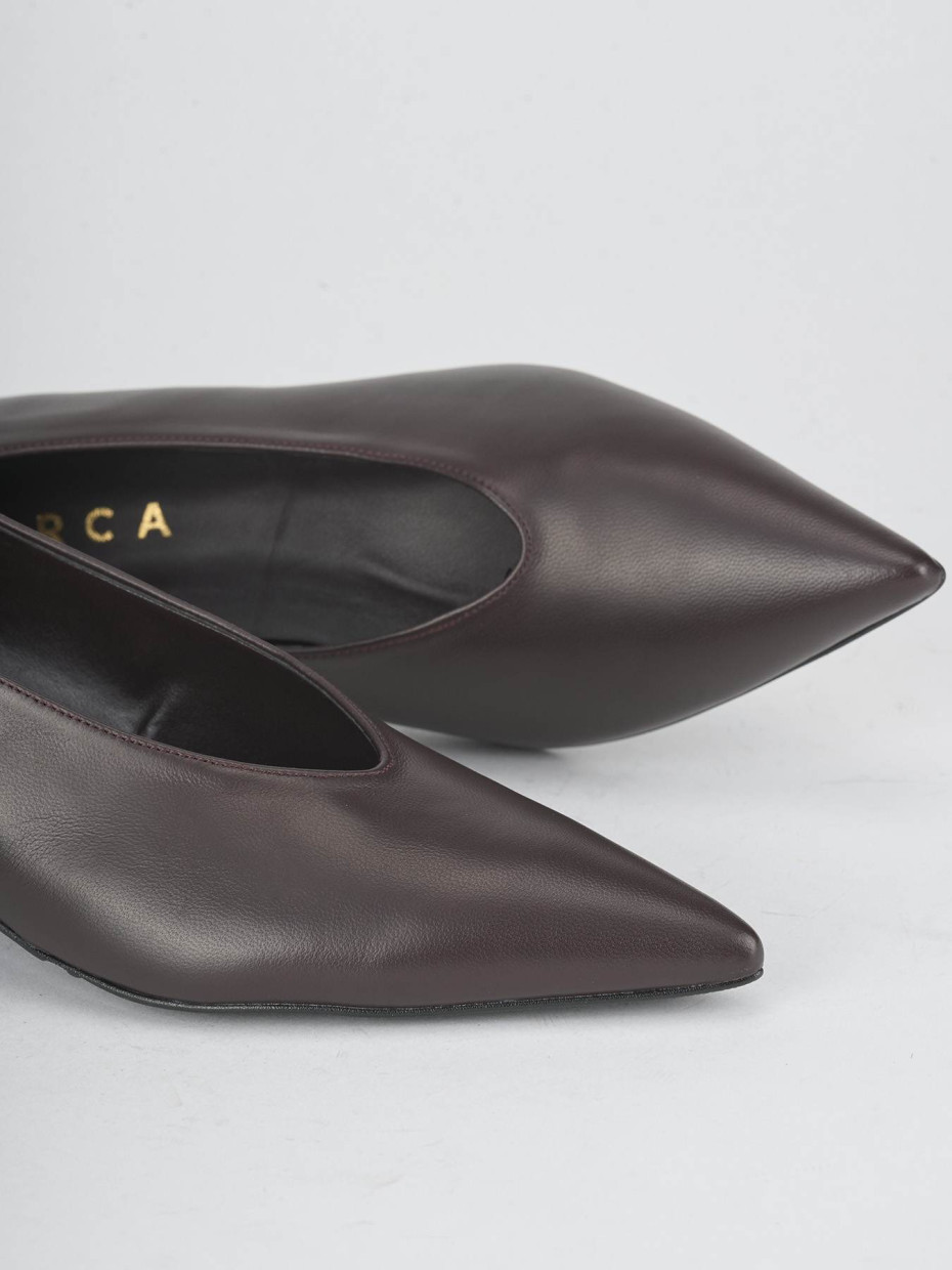Zapatos de salón tacón 5 cm burdeos cuero