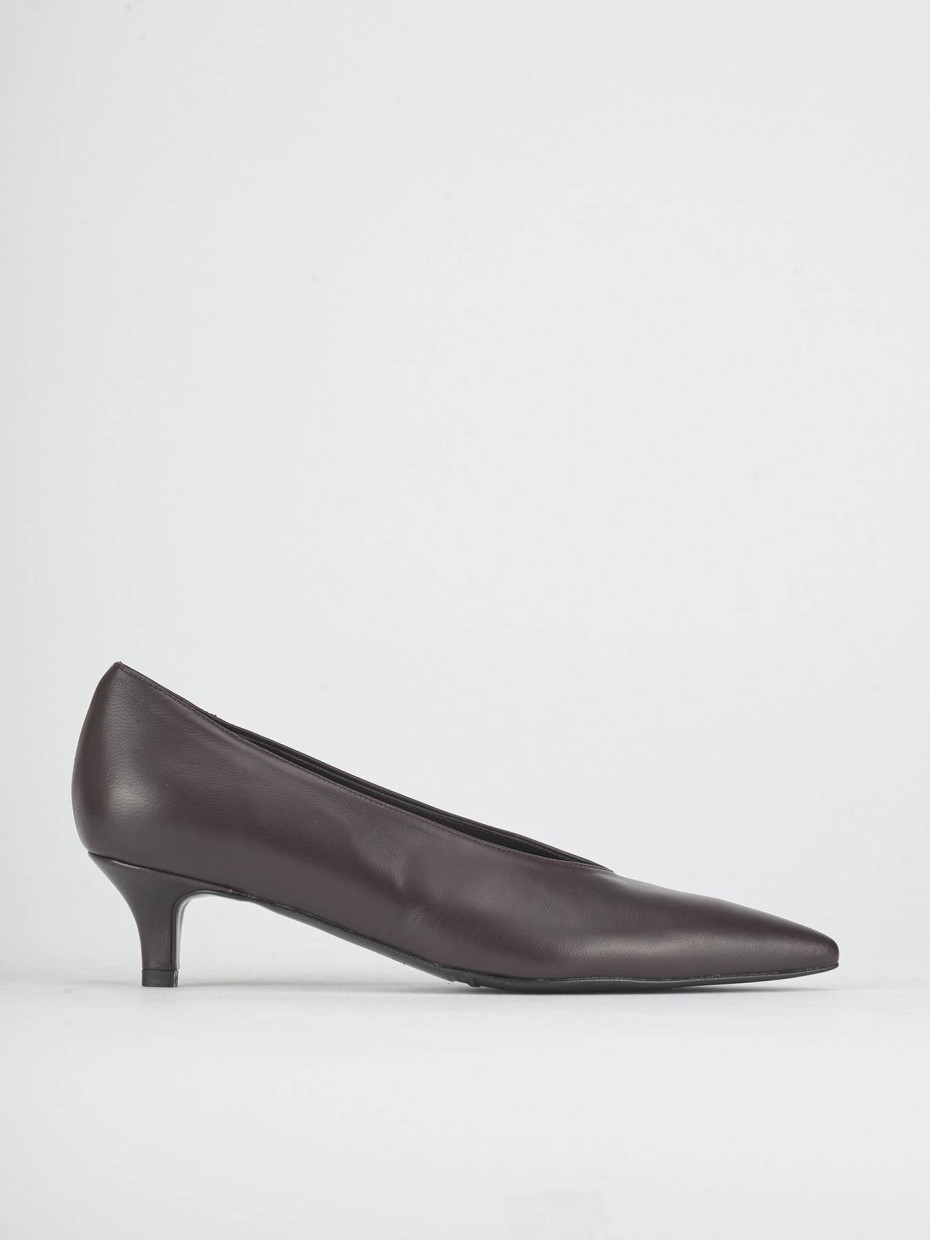 Zapatos de salón tacón 5 cm burdeos cuero