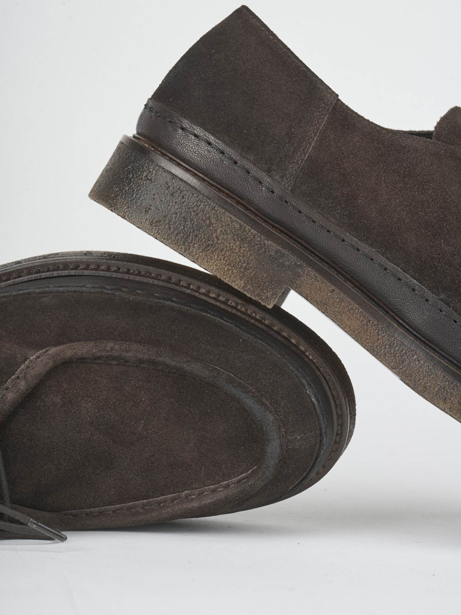 Lace-up shoes dark brown suede