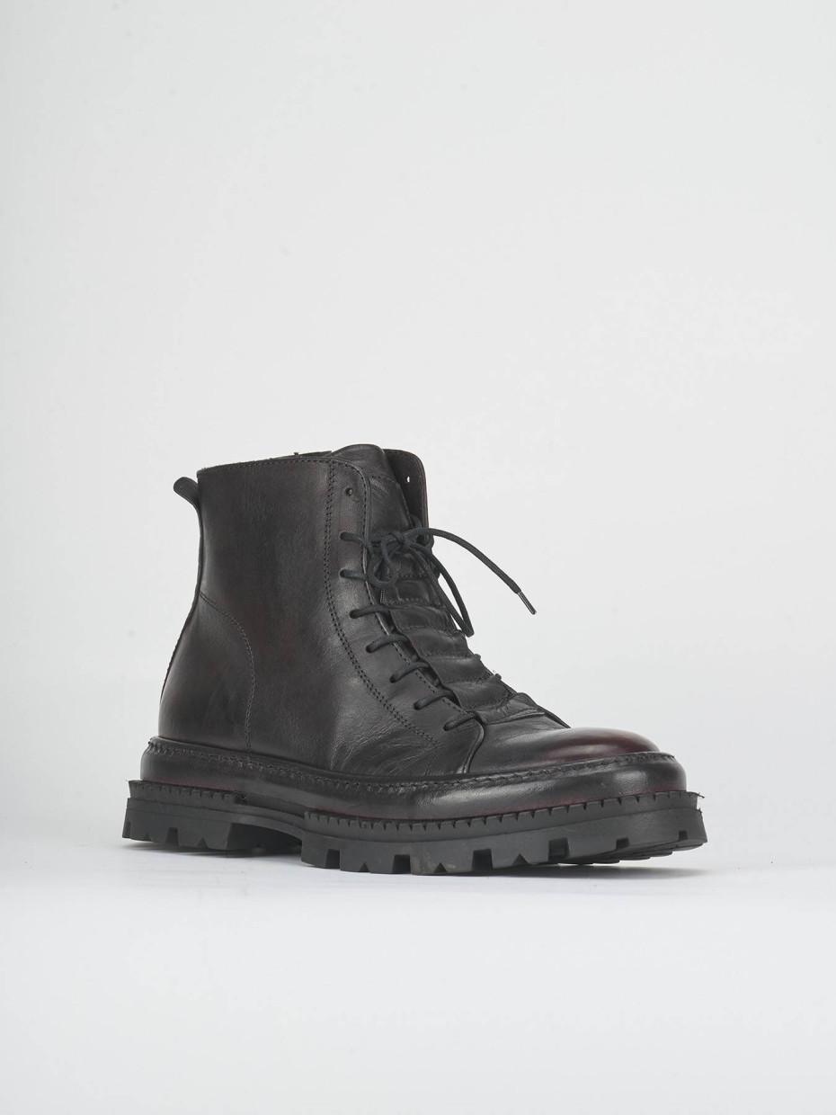 Botas militares burdeos cuero