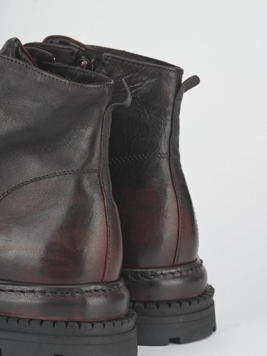 Botas militares burdeos cuero