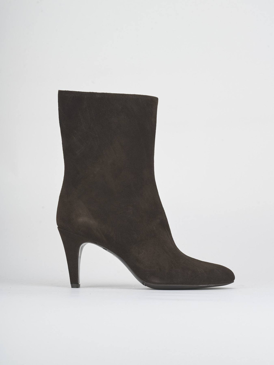 Botines de tacón alto tacón 8 cm marrón oscuro ante