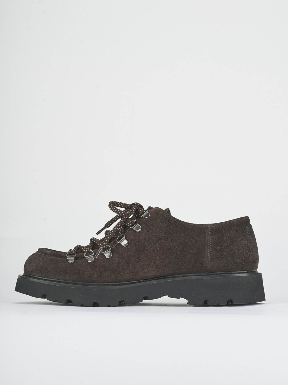 Lace-up shoes dark brown suede