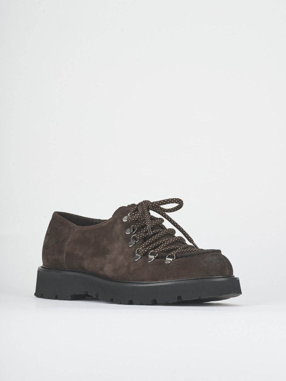 Lace-up shoes dark brown suede