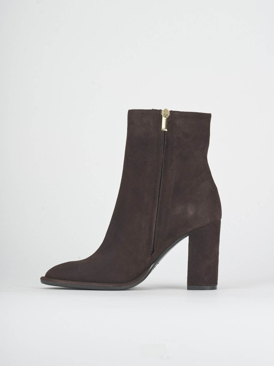 High heel ankle boots heel 9 cm dark brown suede