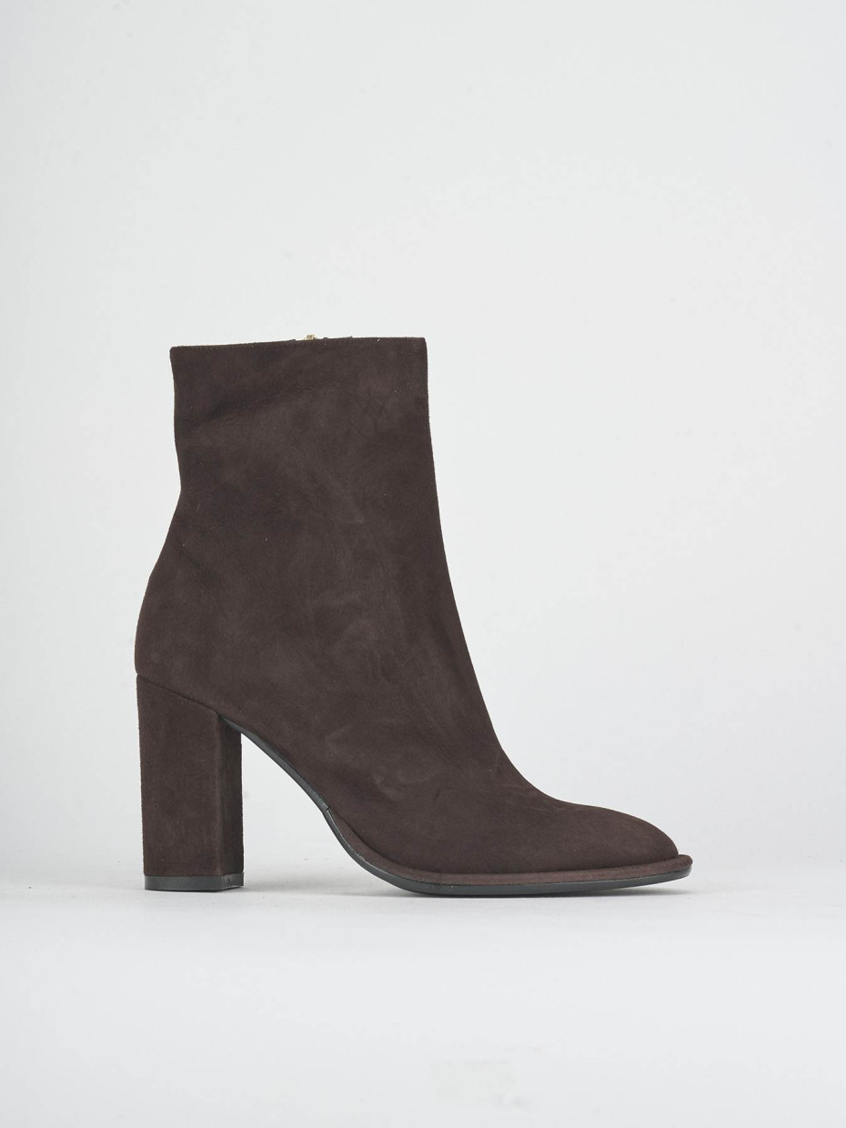 High heel ankle boots heel 9 cm dark brown suede