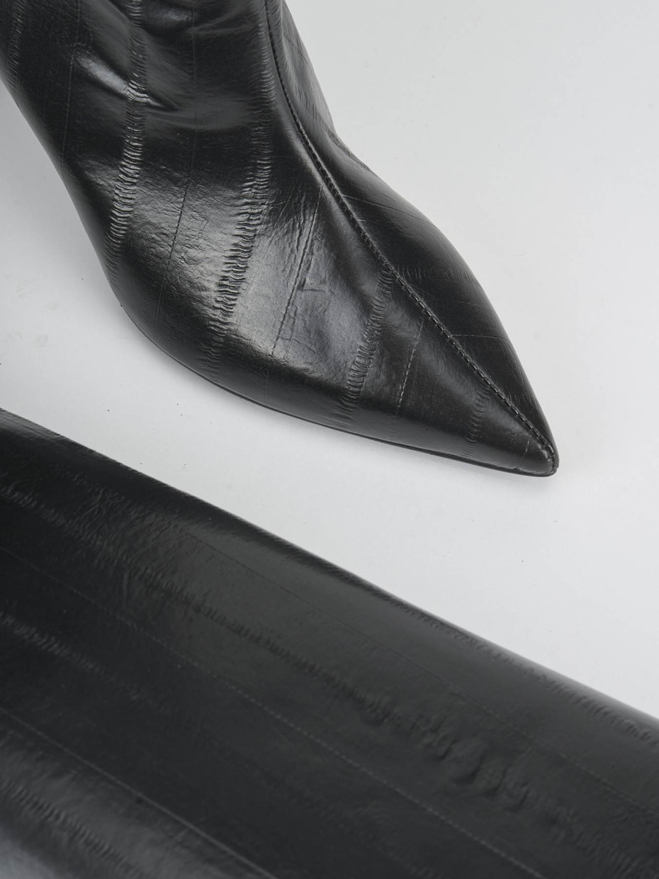 High heel boots heel 7 cm black leather