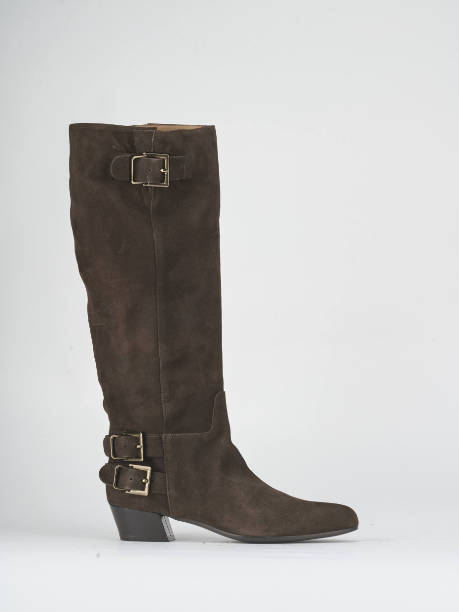 Stivali tacco 3cm camoscio testa
