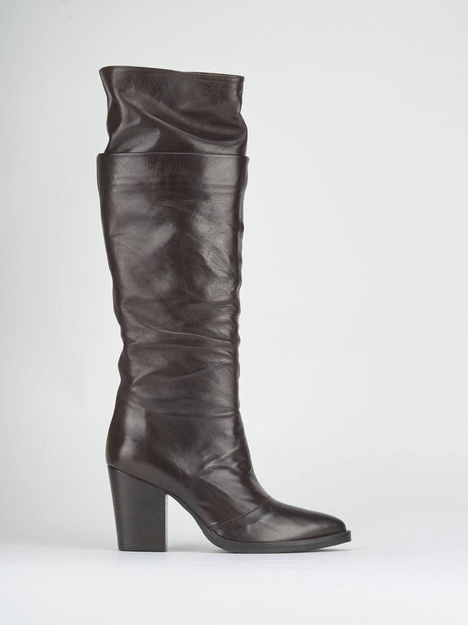 Stivali tacco 8cm pelle testa