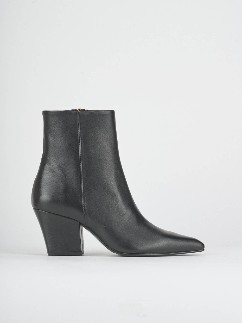 Botines de tacón alto tacón 7 cm negro cuero