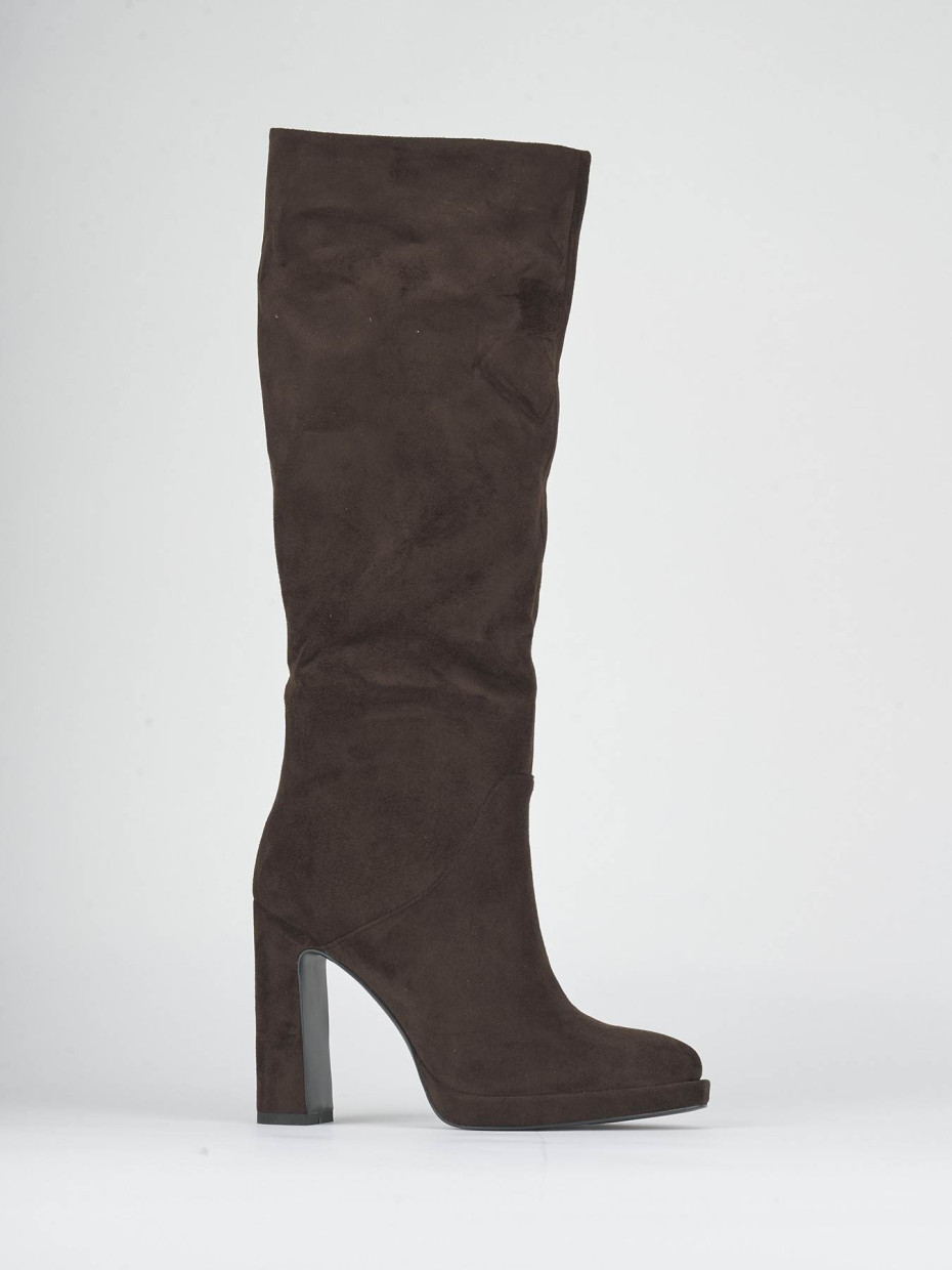 High heel boots heel 11 cm dark brown susteinable suede