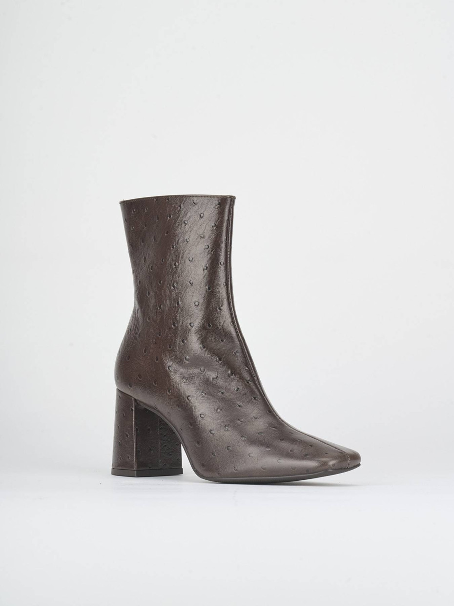 High heel ankle boots heel 7 cm dark brown struzzo