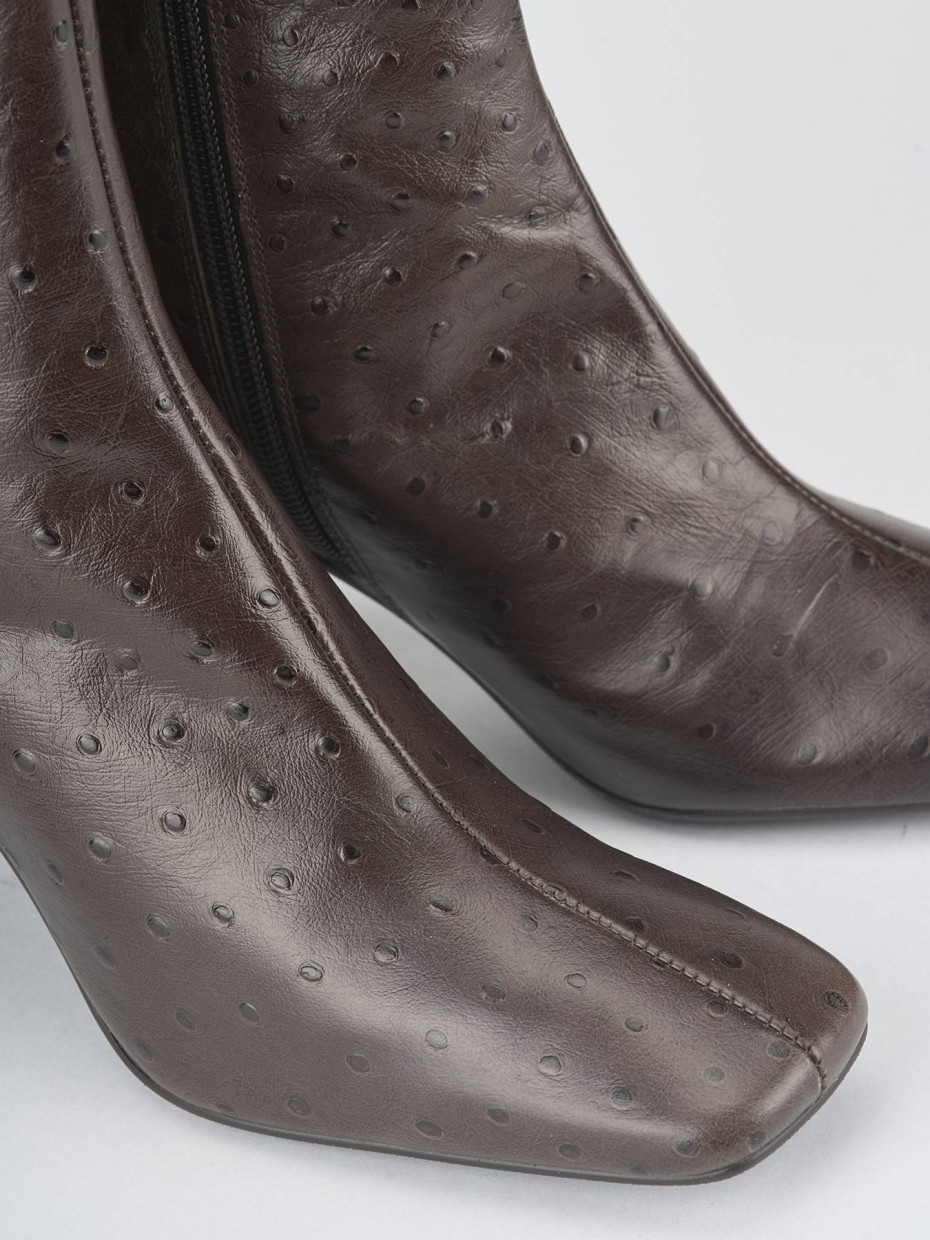 High heel ankle boots heel 7 cm dark brown struzzo