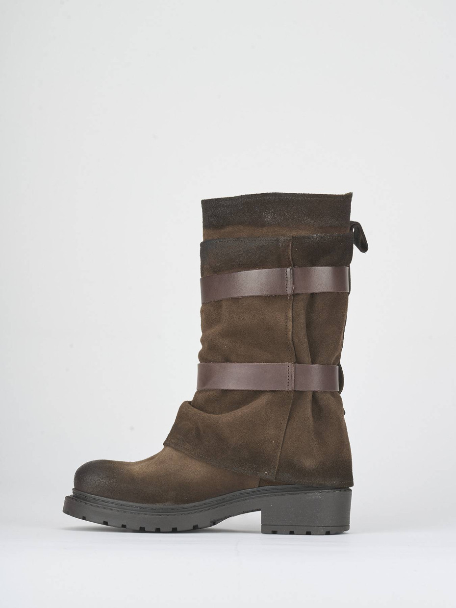 Stivali tacco 3cm camoscio testa
