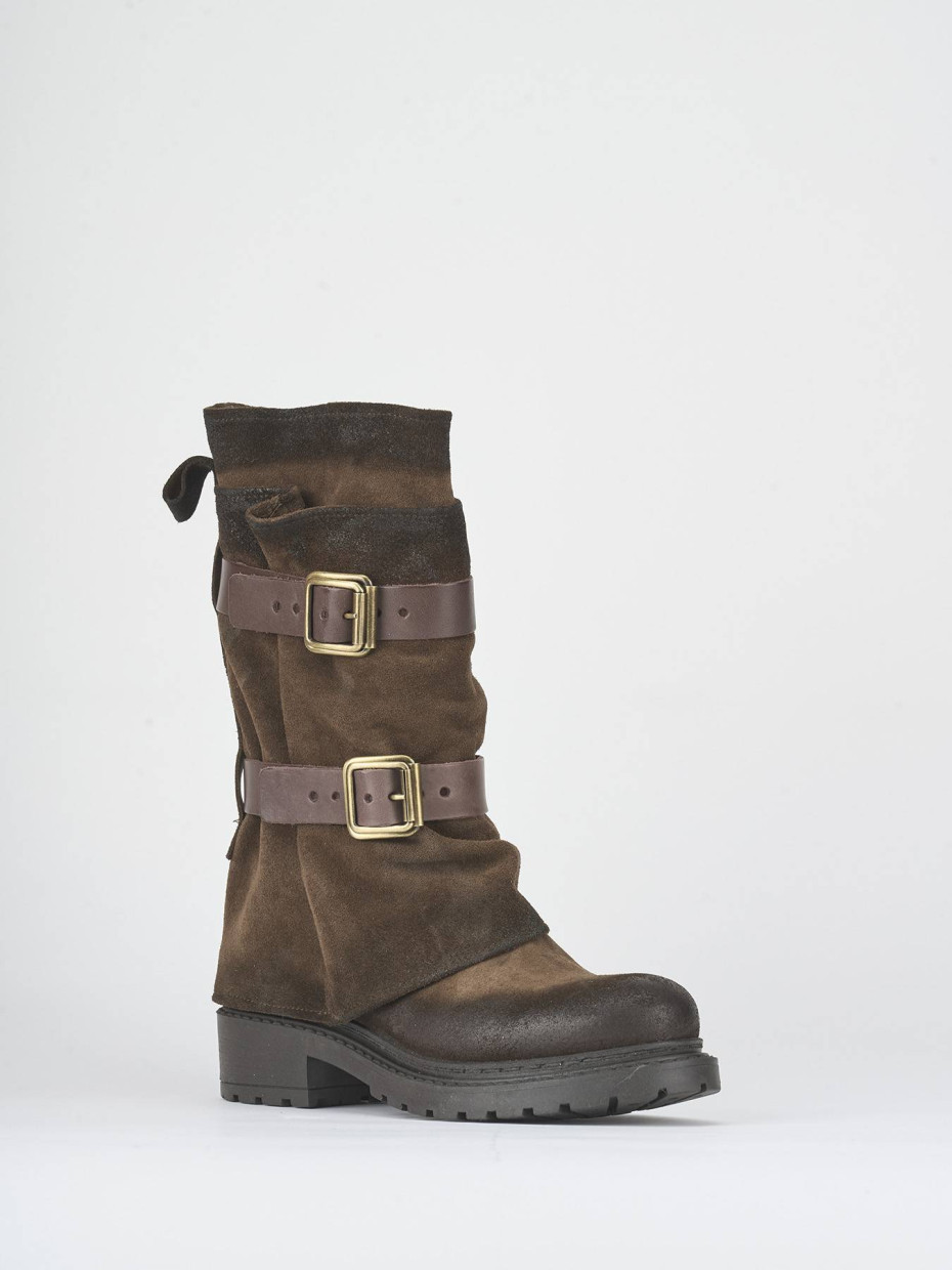 Stivali tacco 3cm camoscio testa