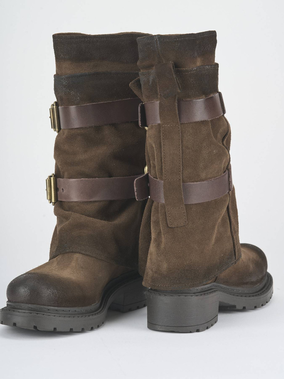 Stivali tacco 3cm camoscio testa