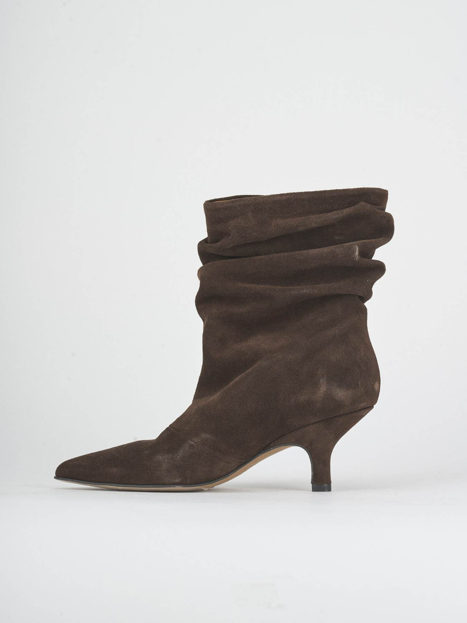 Botines de tacón alto tacón 6 cm marrón oscuro ante
