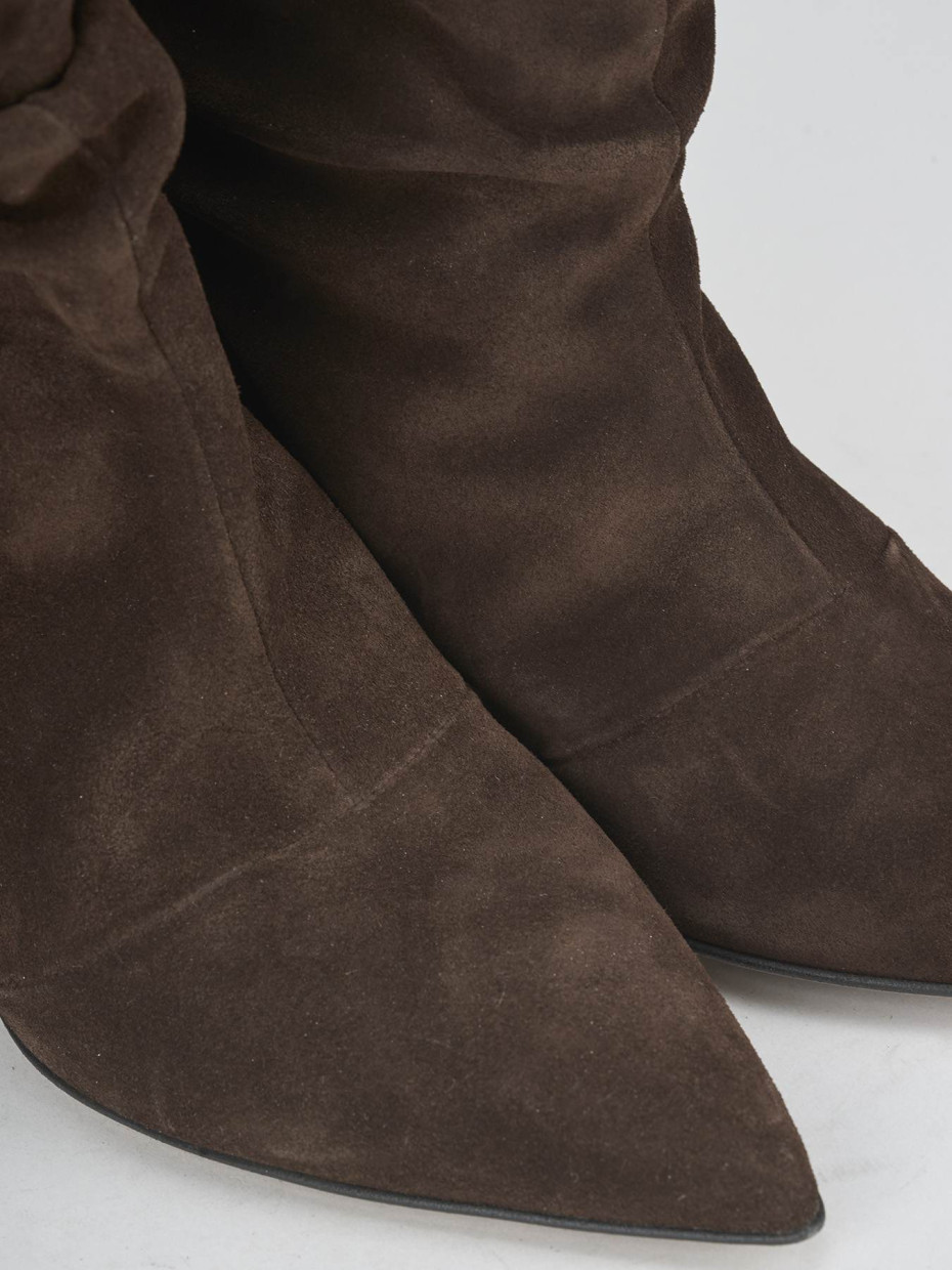 Botines de tacón alto tacón 6 cm marrón oscuro ante