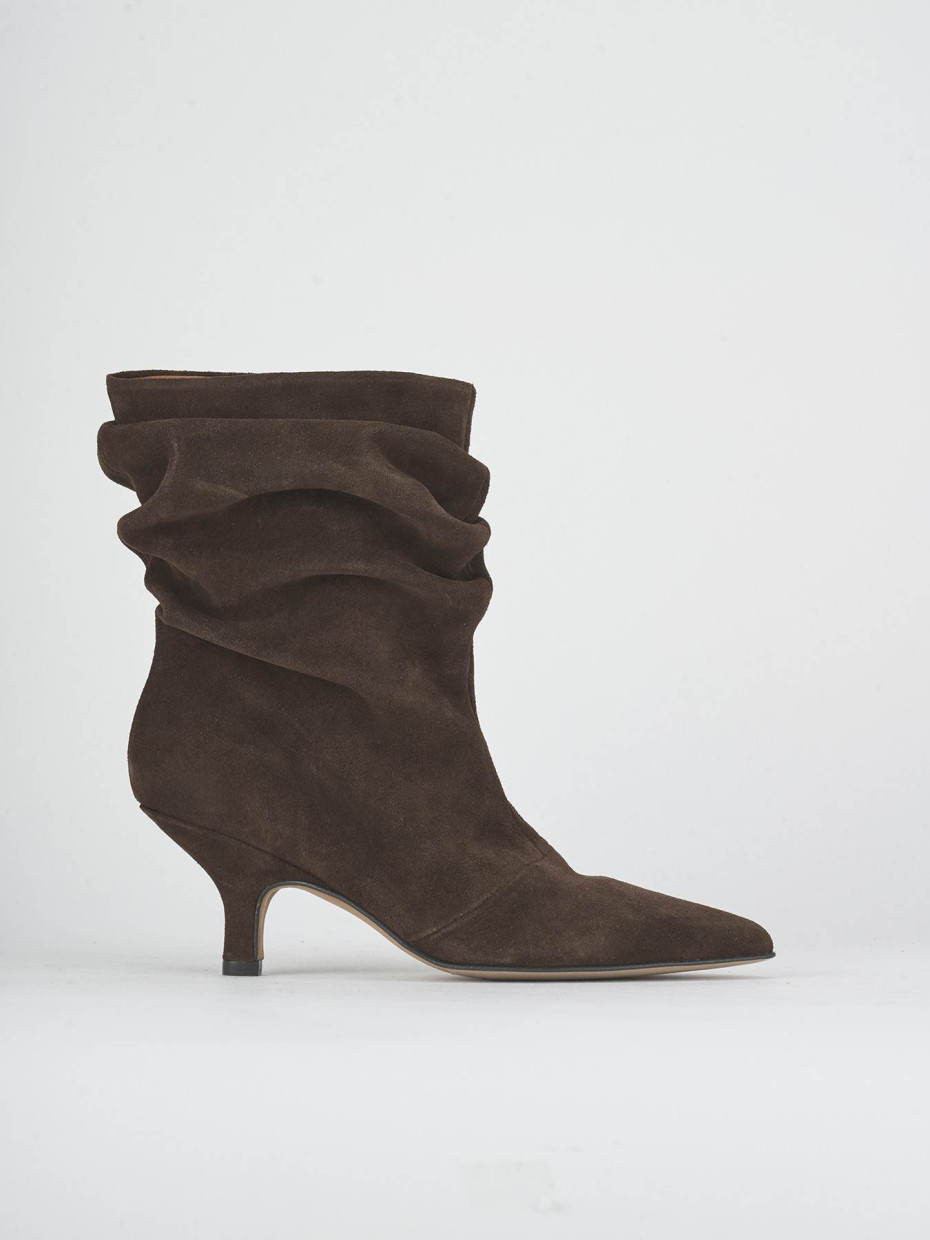 Botines de tacón alto tacón 6 cm marrón oscuro ante