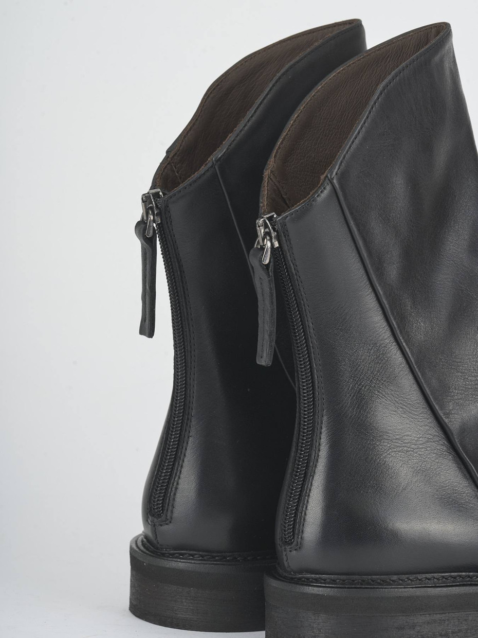 Stivaletti tacco 2cm pelle nero