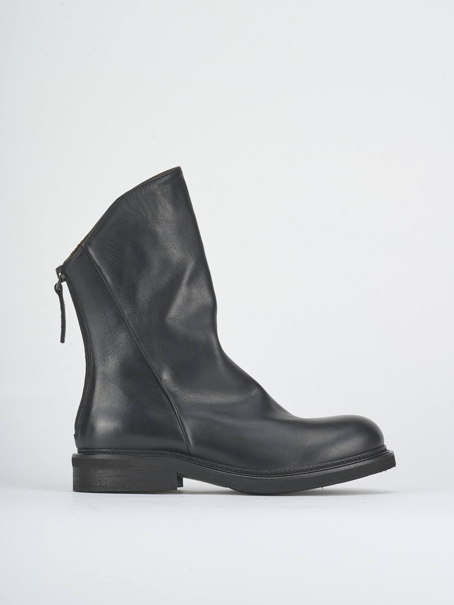 Stivaletti tacco 2cm pelle nero