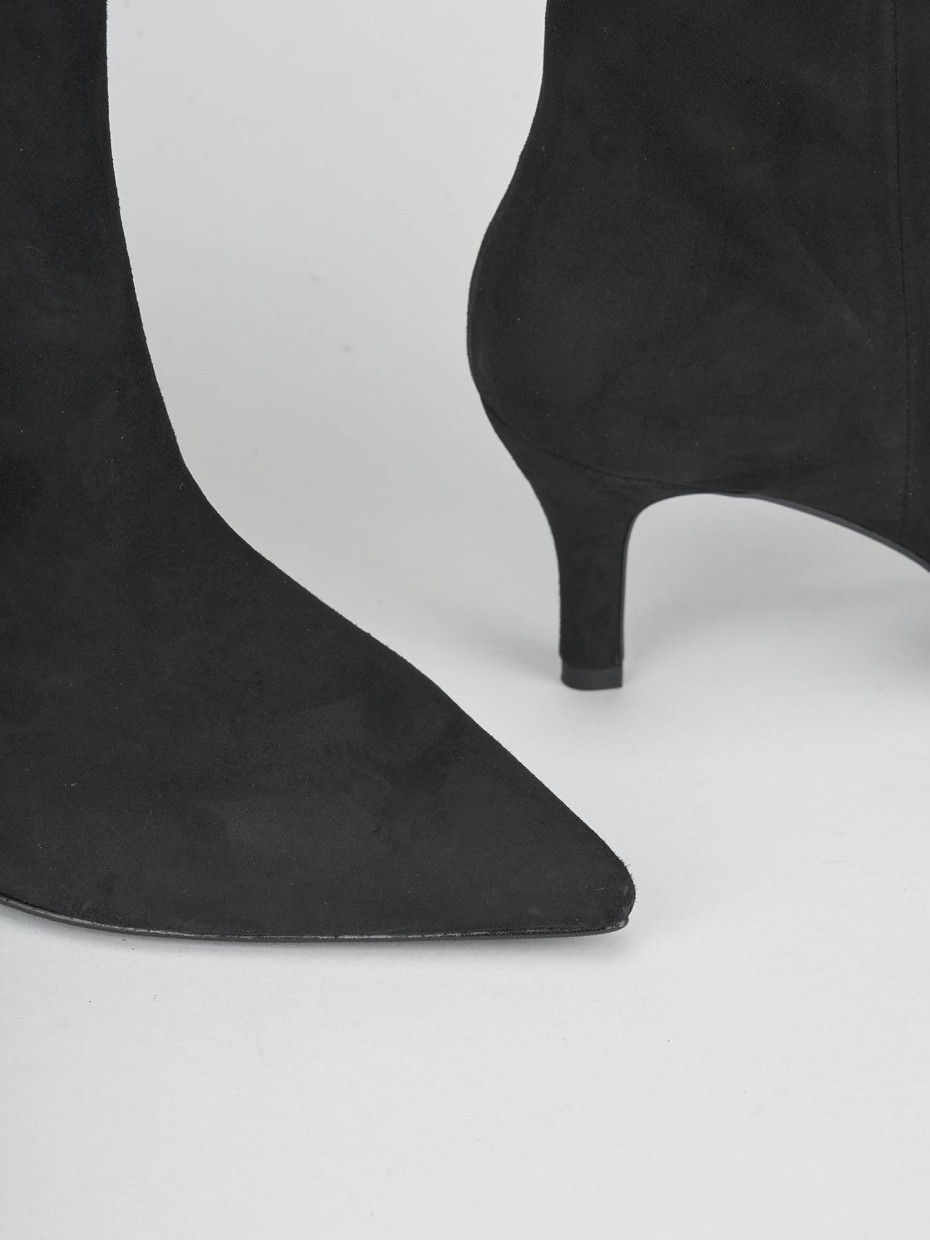 Stivali tacco 7cm camoscio nero