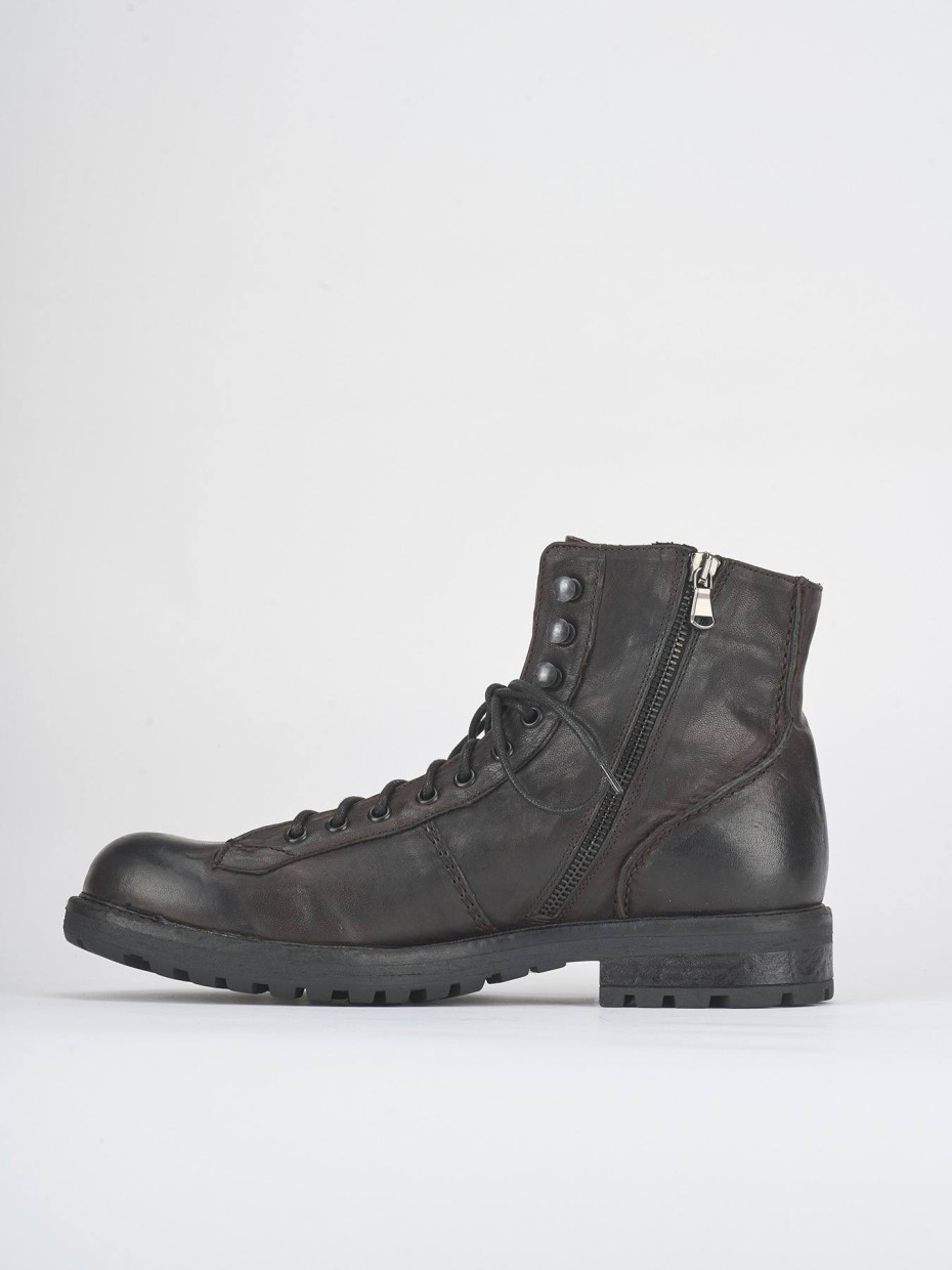 Combat boots dark brown leather