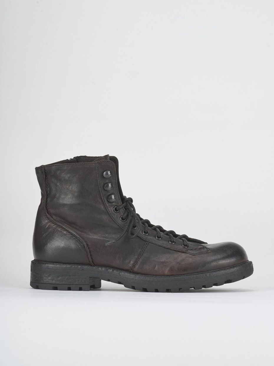 Combat boots dark brown leather