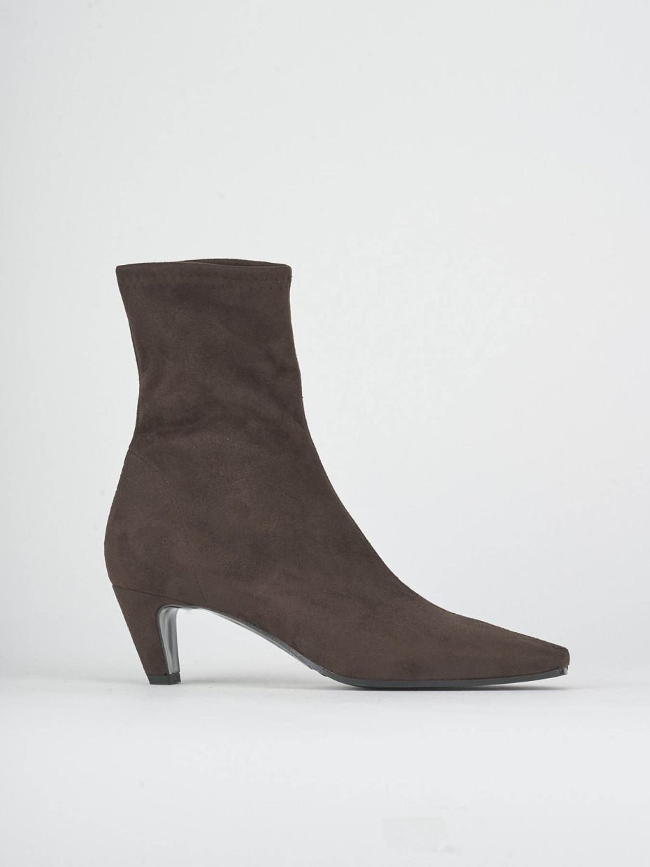 High heel ankle boots heel 5 cm dark brown suede